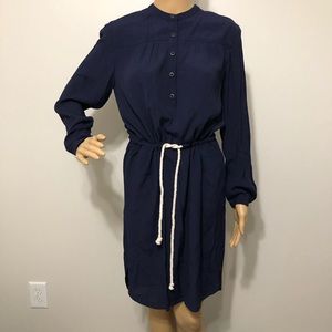 J Crew Navy Nautical Rope Waist Tie Dress Size XS